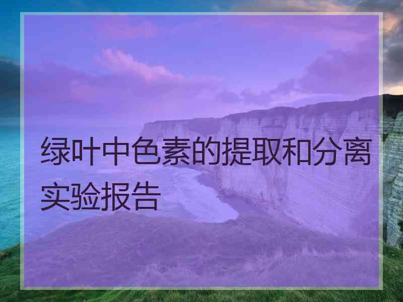 绿叶中色素的提取和分离实验报告