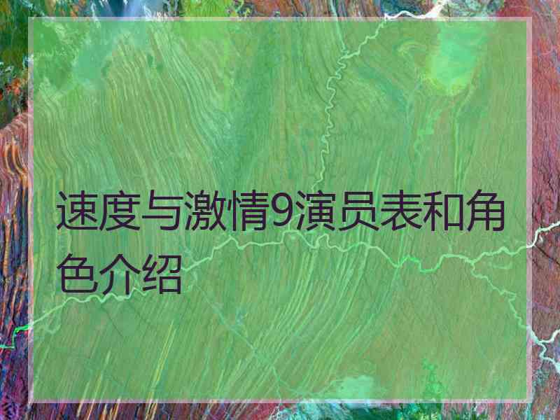 速度与激情9演员表和角色介绍