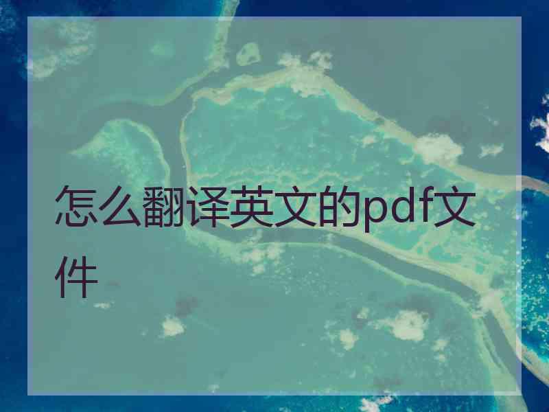 怎么翻译英文的pdf文件