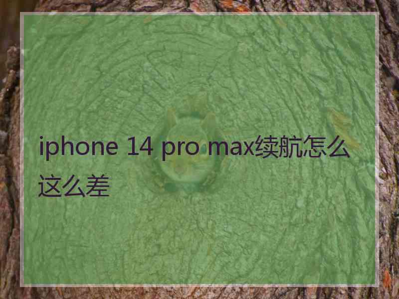 iphone 14 pro max续航怎么这么差