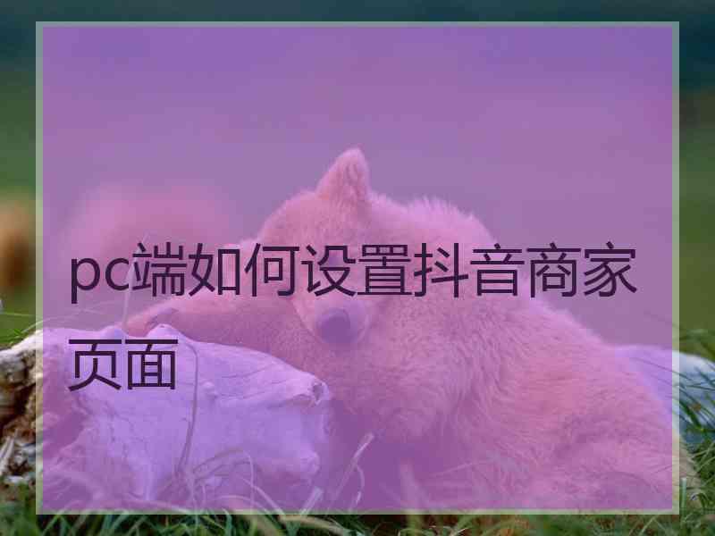 pc端如何设置抖音商家页面