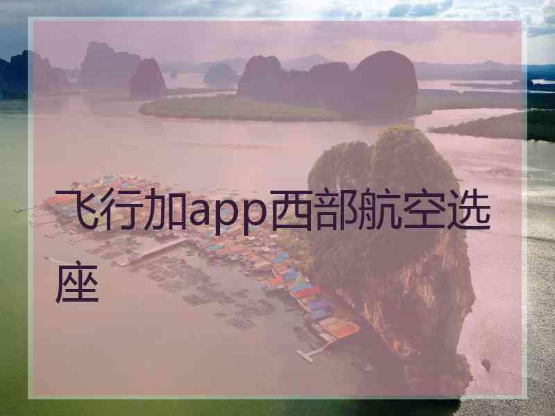 飞行加app西部航空选座