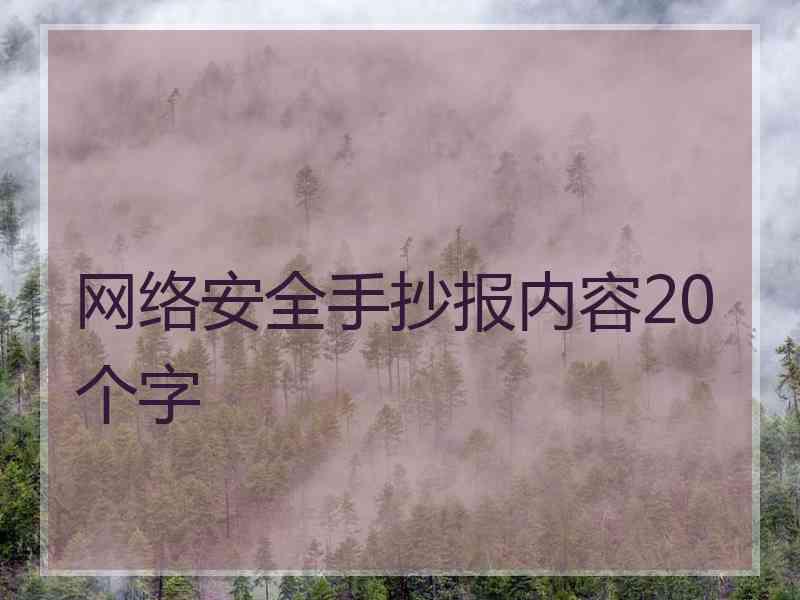 网络安全手抄报内容20个字