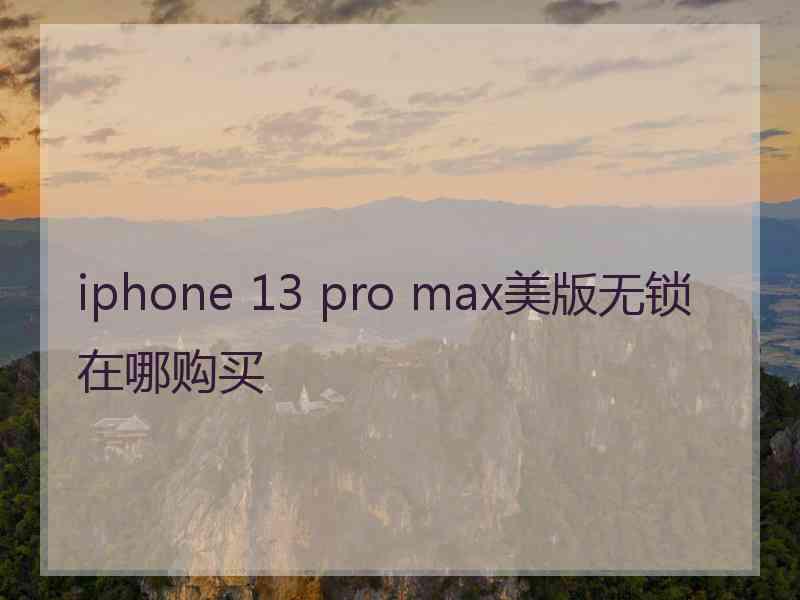 iphone 13 pro max美版无锁在哪购买