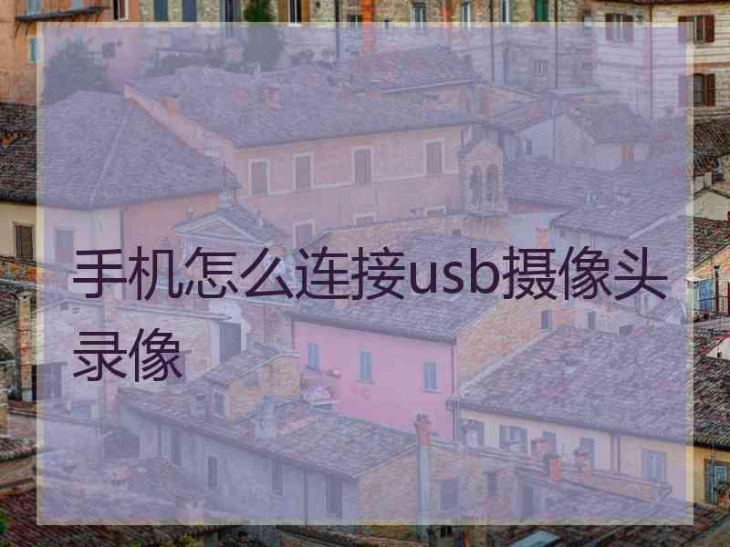 手机怎么连接usb摄像头录像