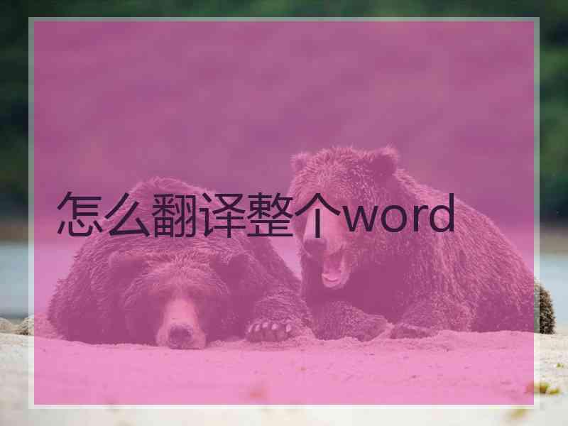 怎么翻译整个word