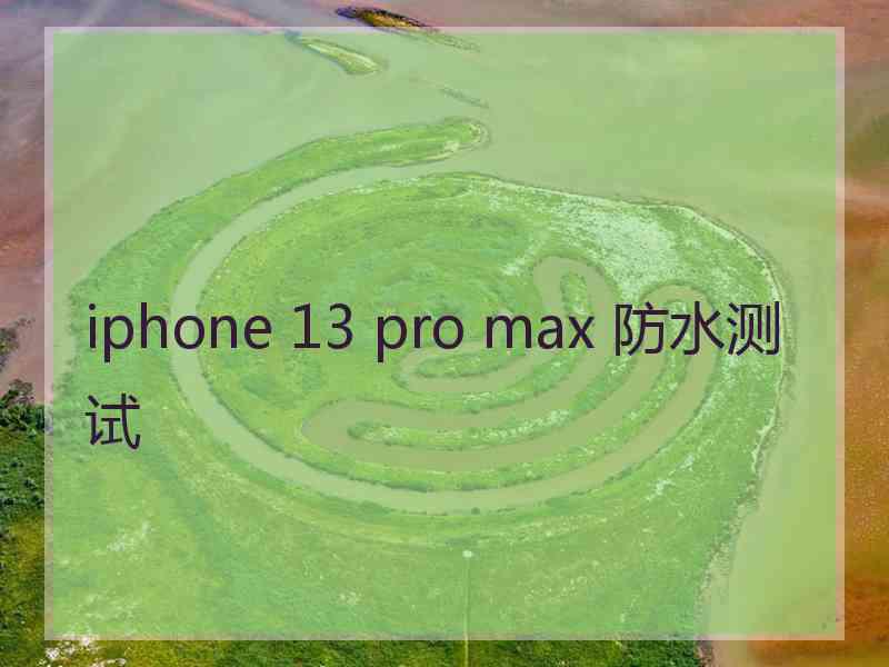 iphone 13 pro max 防水测试