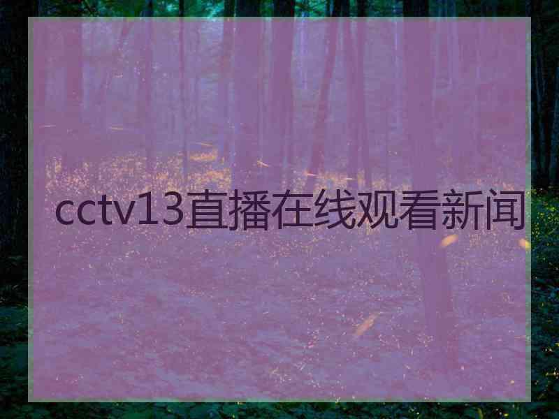 cctv13直播在线观看新闻