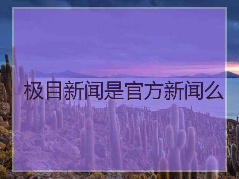 极目新闻是官方新闻么