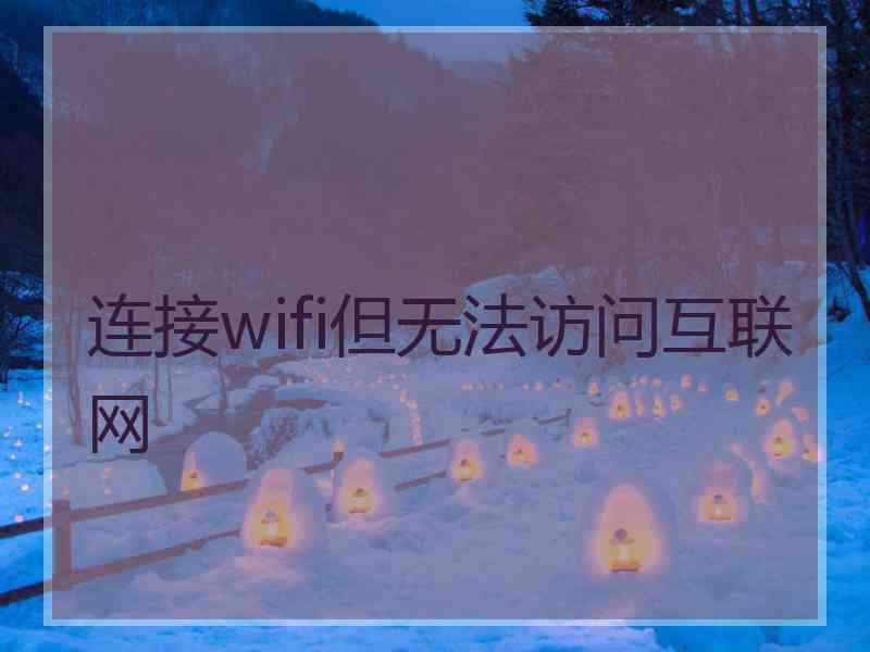 连接wifi但无法访问互联网