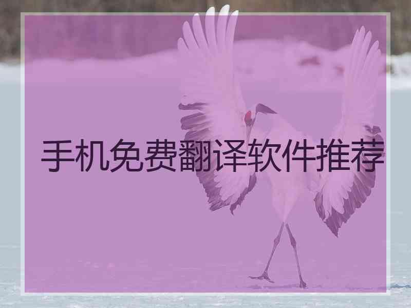 手机免费翻译软件推荐