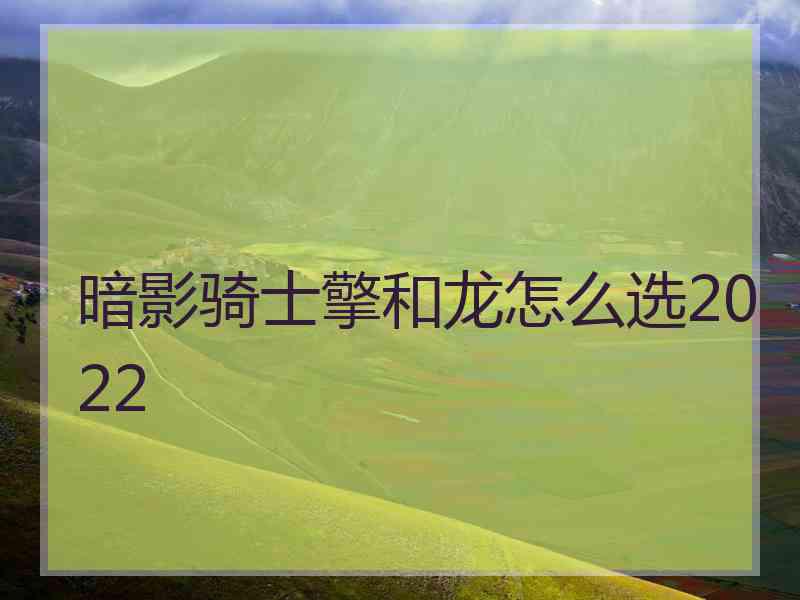 暗影骑士擎和龙怎么选2022