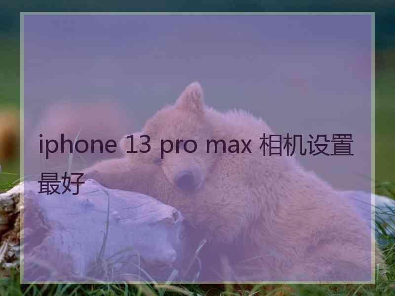 iphone 13 pro max 相机设置最好