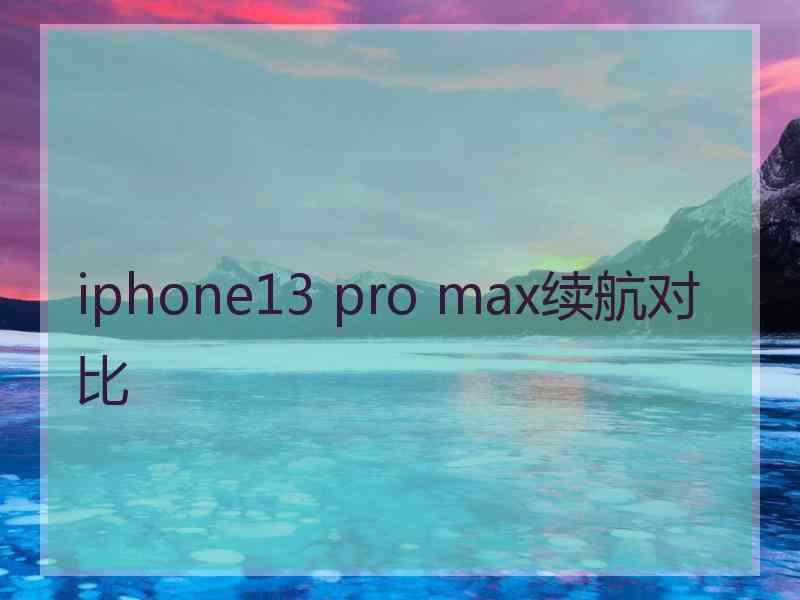 iphone13 pro max续航对比