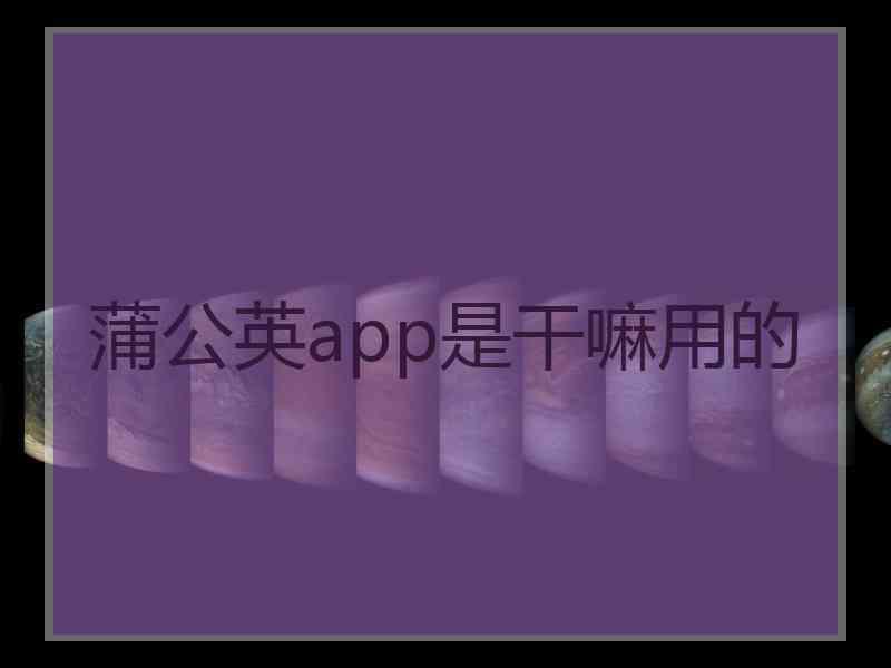 蒲公英app是干嘛用的