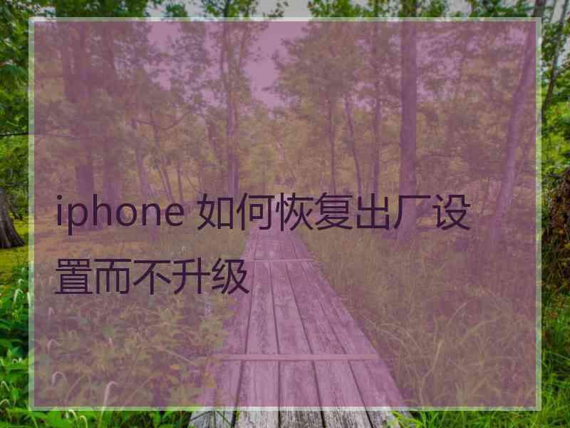 iphone 如何恢复出厂设置而不升级