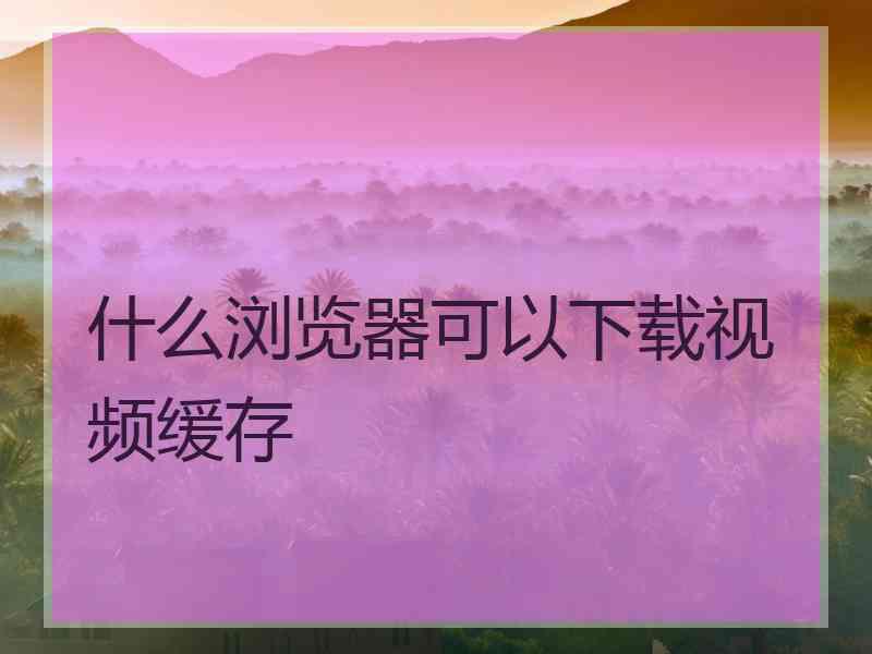 什么浏览器可以下载视频缓存