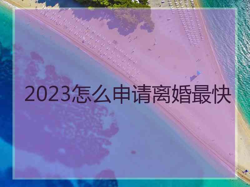 2023怎么申请离婚最快