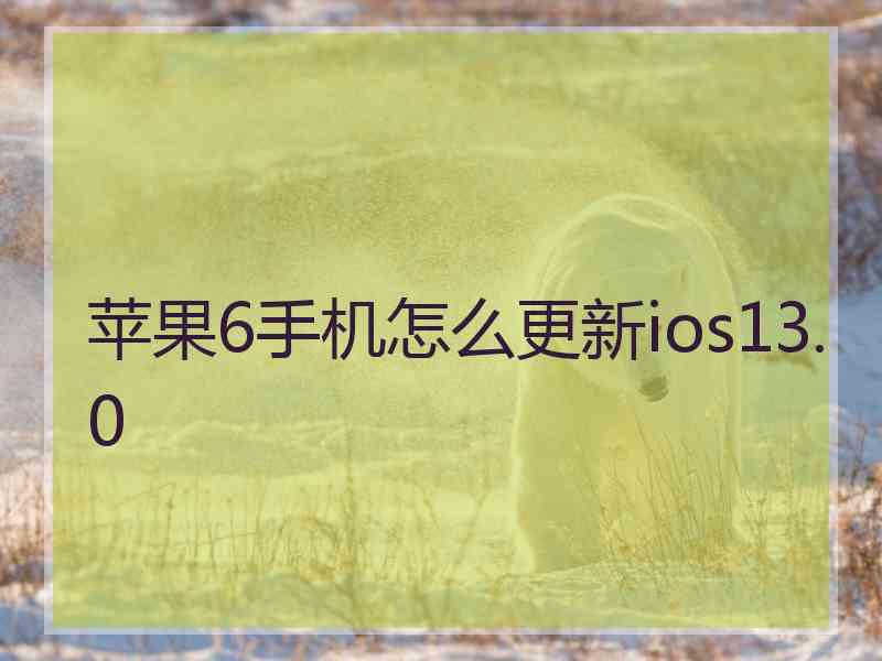 苹果6手机怎么更新ios13.0