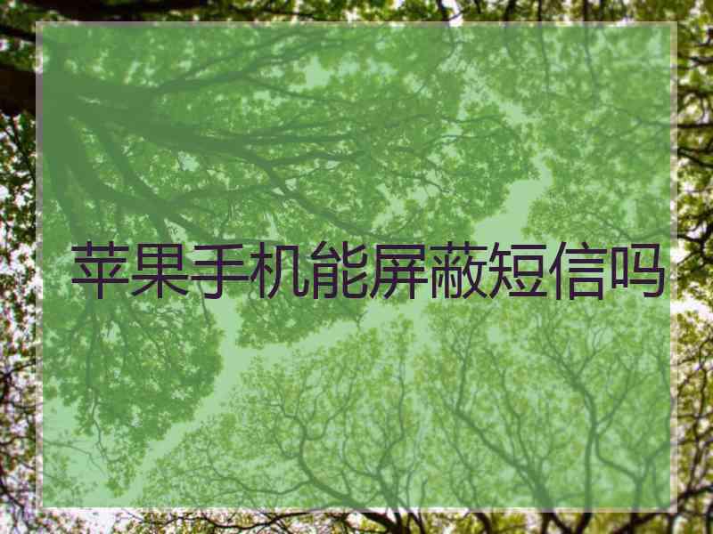 苹果手机能屏蔽短信吗