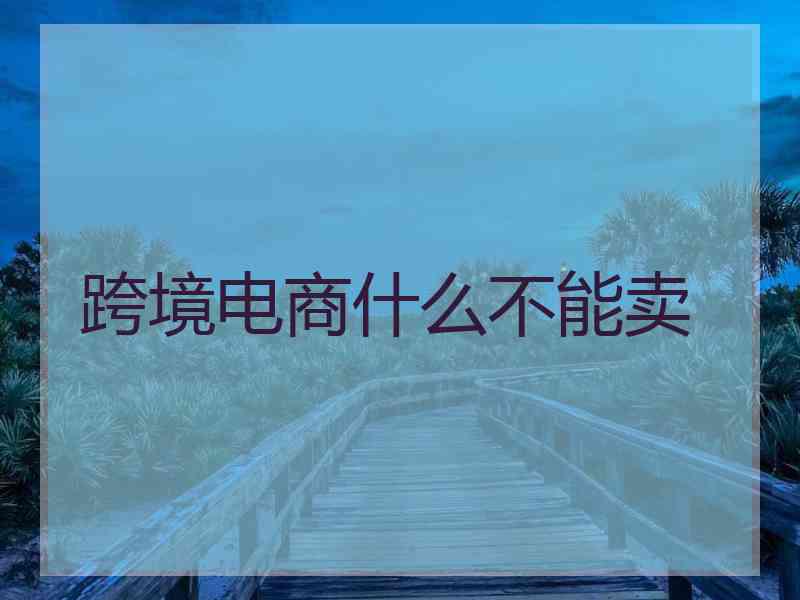 跨境电商什么不能卖