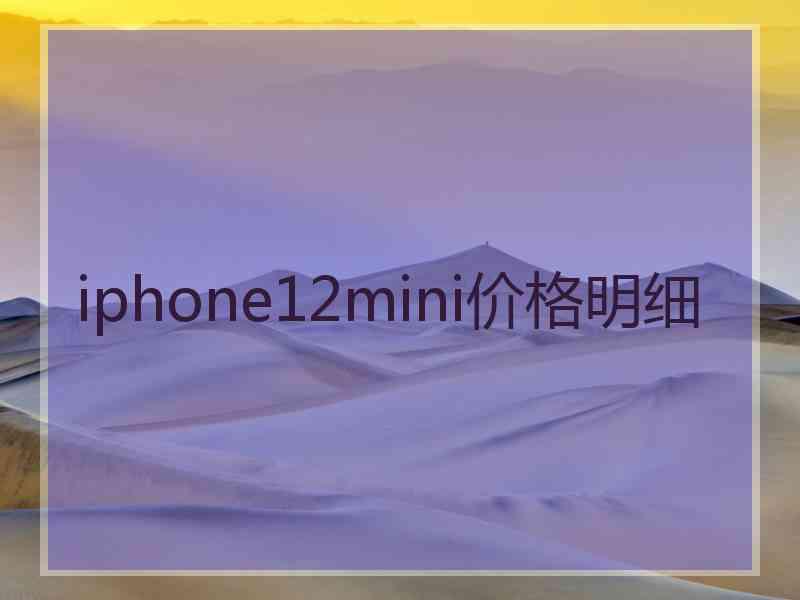 iphone12mini价格明细