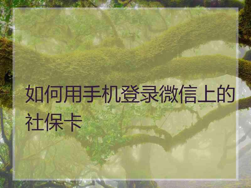 如何用手机登录微信上的社保卡