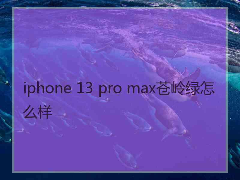 iphone 13 pro max苍岭绿怎么样