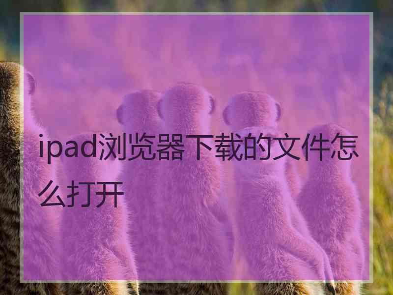 ipad浏览器下载的文件怎么打开