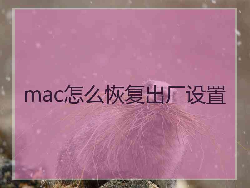 mac怎么恢复出厂设置