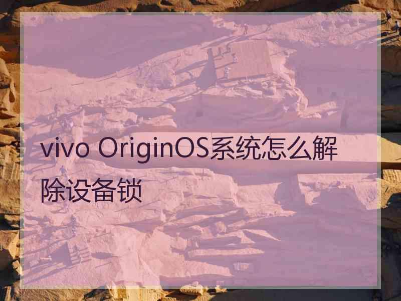 vivo OriginOS系统怎么解除设备锁