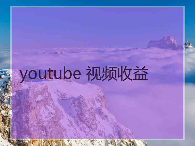 youtube 视频收益