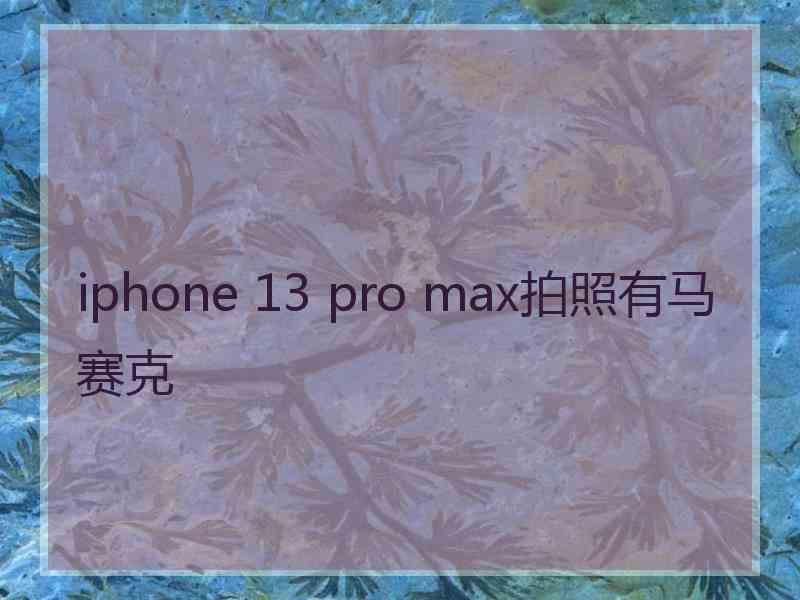 iphone 13 pro max拍照有马赛克