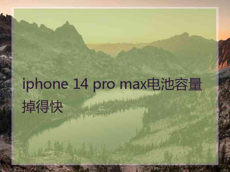 iphone 14 pro max电池容量掉得快