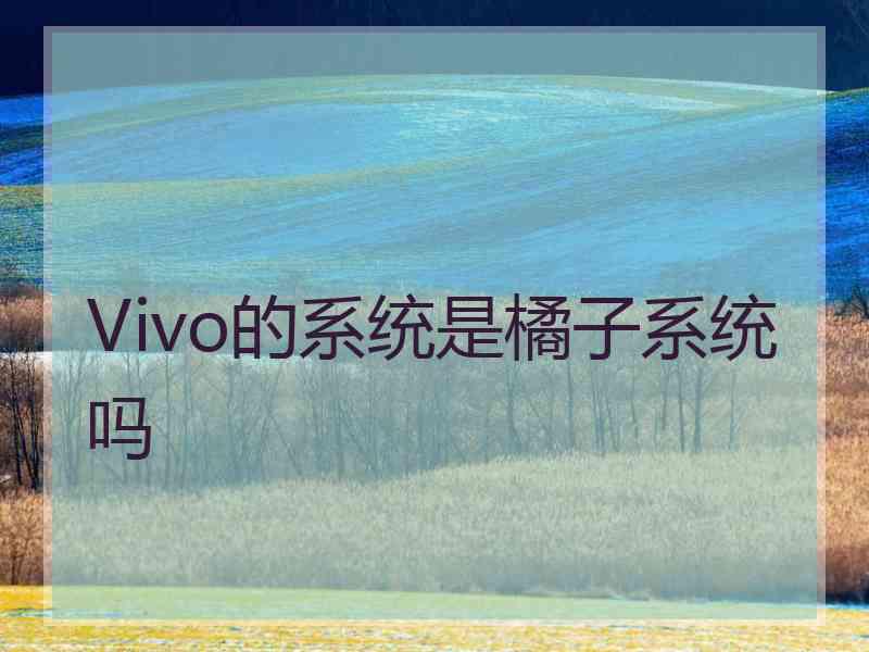 Vivo的系统是橘子系统吗