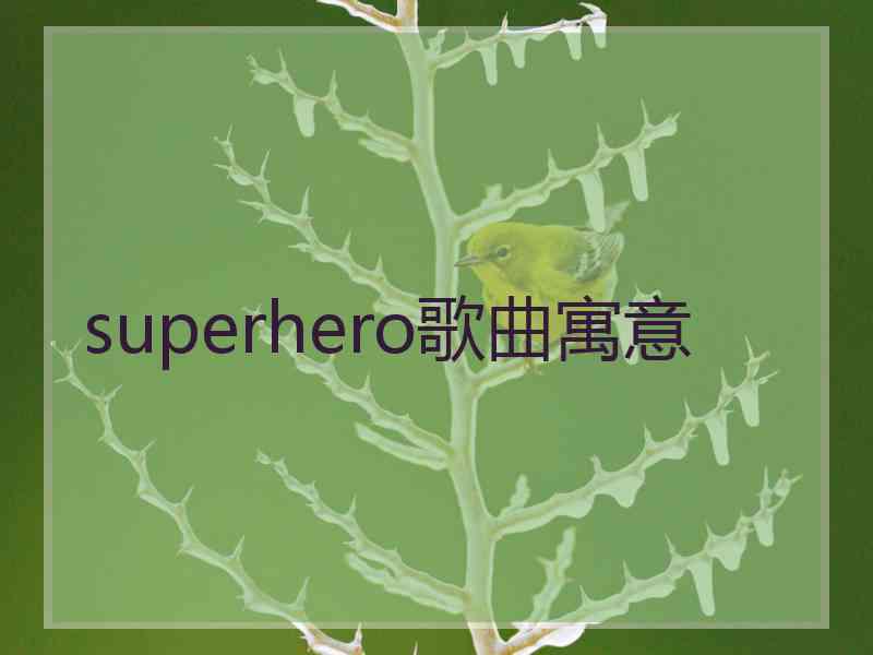 superhero歌曲寓意