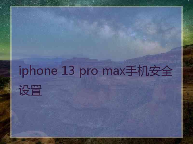 iphone 13 pro max手机安全设置