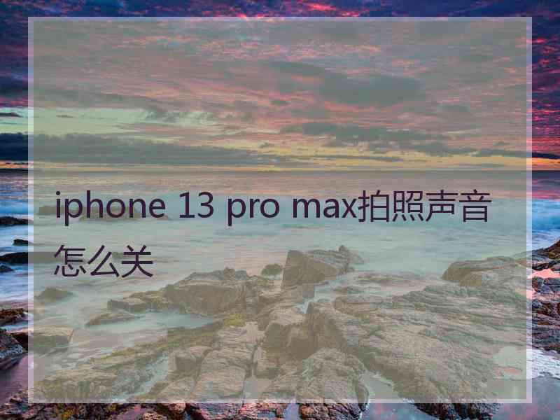 iphone 13 pro max拍照声音怎么关