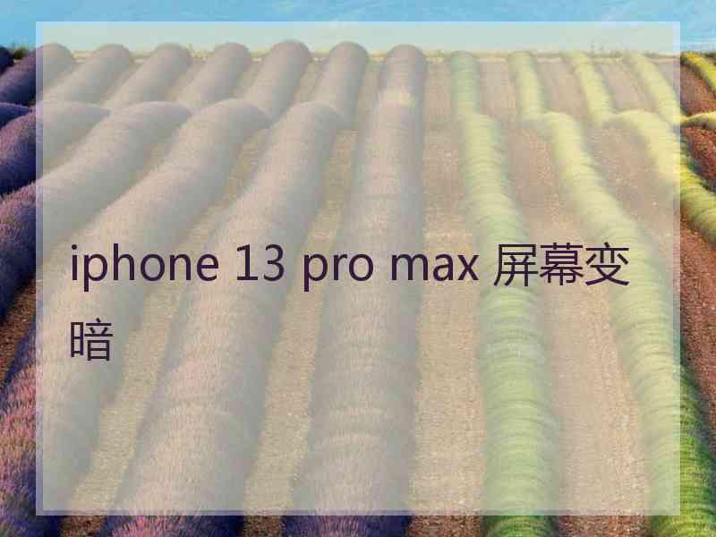 iphone 13 pro max 屏幕变暗