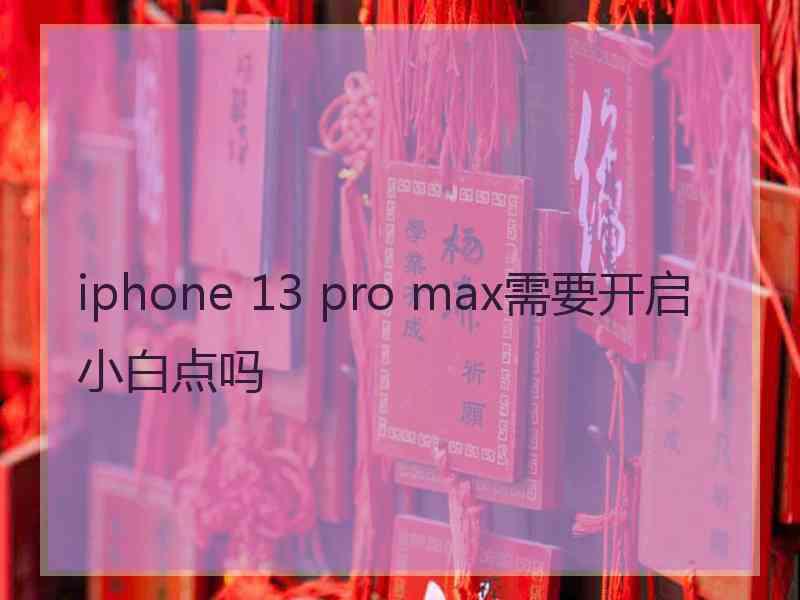 iphone 13 pro max需要开启小白点吗