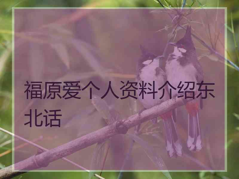 福原爱个人资料介绍东北话