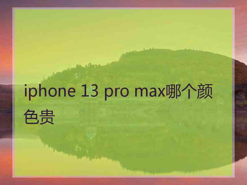 iphone 13 pro max哪个颜色贵