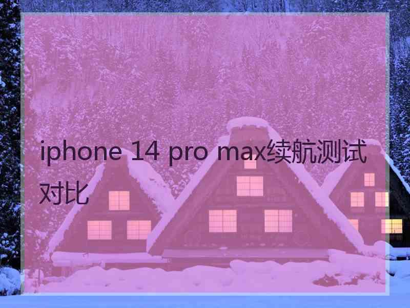 iphone 14 pro max续航测试对比