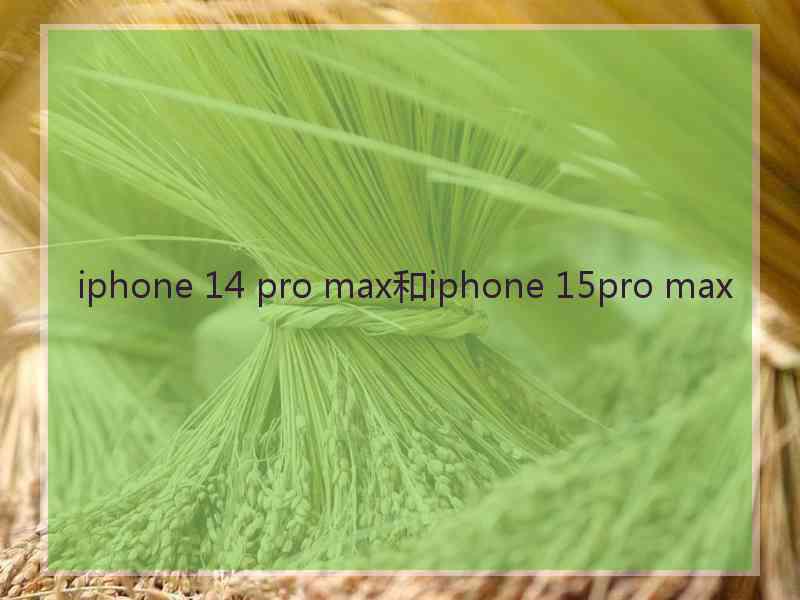 iphone 14 pro max和iphone 15pro max