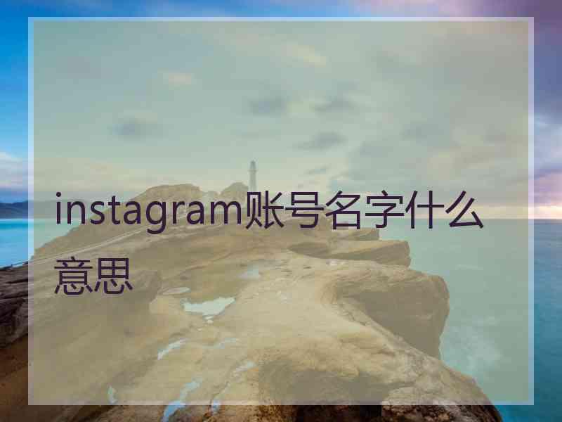 instagram账号名字什么意思