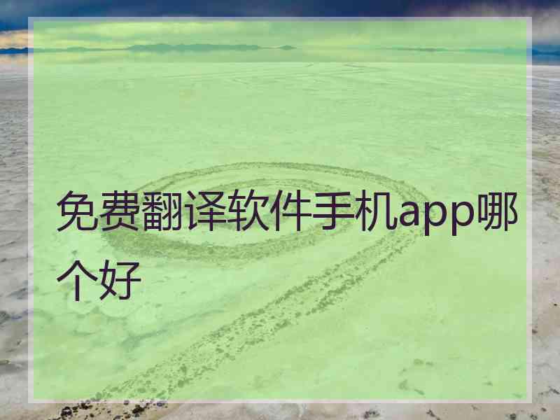 免费翻译软件手机app哪个好