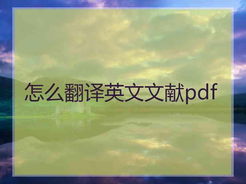 怎么翻译英文文献pdf