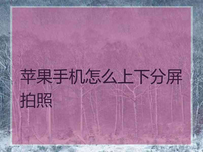 苹果手机怎么上下分屏拍照