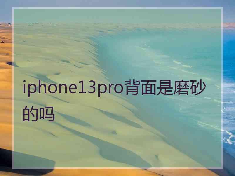 iphone13pro背面是磨砂的吗