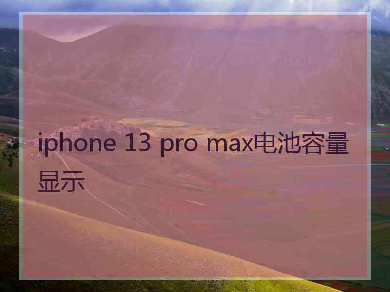 iphone 13 pro max电池容量显示